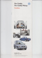 VW Caddy + Pickup Preisliste August  1998 - 5333