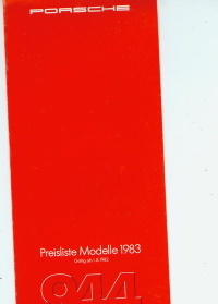 Porsche 944 Preisliste August 1982 pricelist