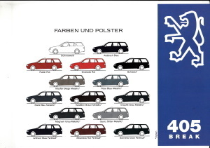 Peugeot 405 Break Farbkarte 1995