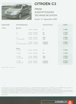 Citroen C3 Preisliste September 2002 -6111