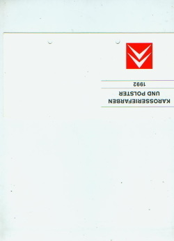 Citroen PKW Programm Farbkarte 1991 MJ 1992