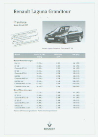 Renault laguna Grandtour Preisliste 7 - 1997 -6254