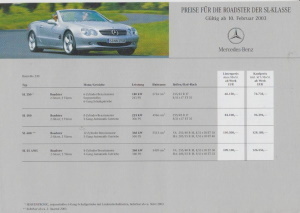 Mercedes SL Preisliste Februar  2003 -6350