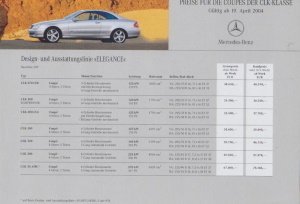 Mercedes CLK Preisliste 19.4. 2004 Elegance -6387