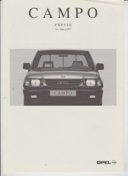 Opel Campo Preisliste 14. Mai  1997
