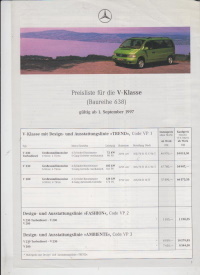 Mercedes V-Klasse Preisliste 1.9.1997 -6887
