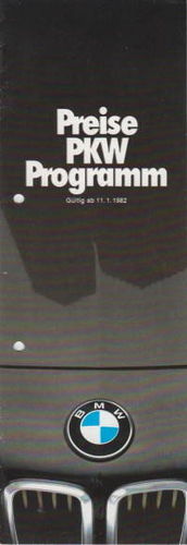 BMW PKW Programm - Preisliste Januar 1982 -7113