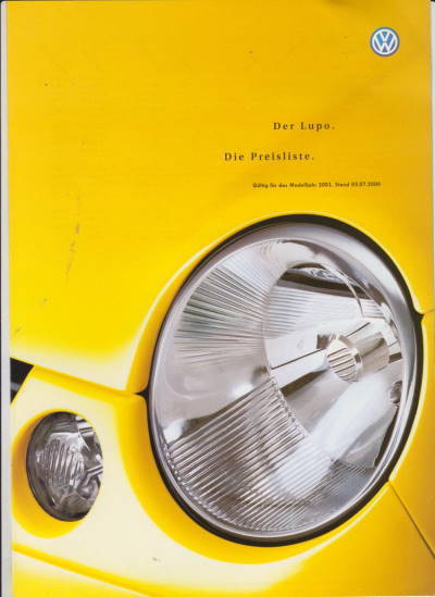 VW Lupo Preisliste 3. Juli  2000