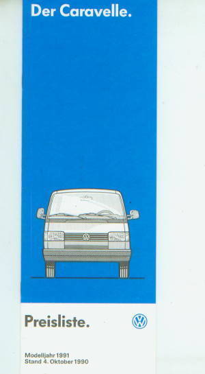 VW Caravelle Preisliste 4. Oktober 1990
