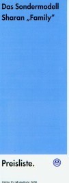 VW Sharan Family Preisliste 28. Juni 1999