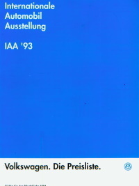 VW PKW Programm IAA Preisliste 6. September 1993