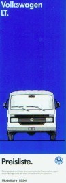 VW LT - Preisliste 1. Februar 1993 MJ 1994