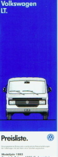 VW LT - Preisliste 1, Febr. 1993 Ausgabe 2