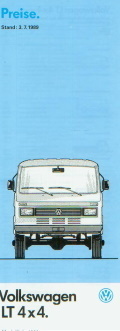 VW LT 4x4 - Preisliste 3. Juli 1989 MJ 1990