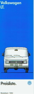 VW LT - Preisliste 30. September 1991 MJ 1992