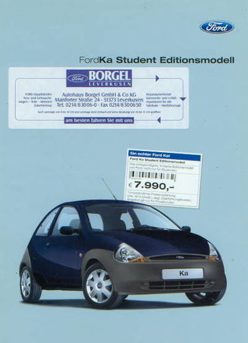 Ford Ka Student Autoprospekt 2005 - 7320