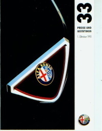 Alfa Romeo 33 Preisliste 1. Oktober 1993
