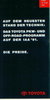 Toyota PKW Programm Preisliste 10. Sept 1991 IAA