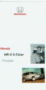 Honda HR-V 5-Türer Preisliste April 2002