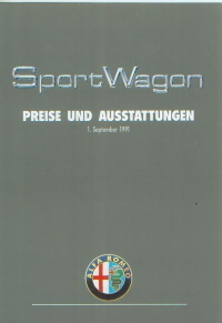 Alfa Romeo Sportwagon Preisliste 1. September 1991