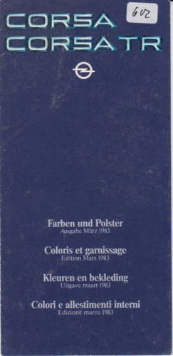 Opel Corsa Prospekt Farben und Polster 1983 - 7781