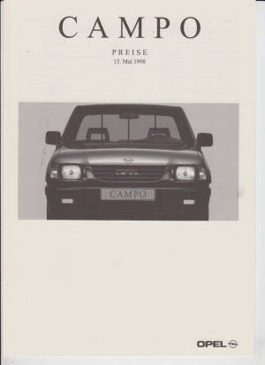 Opel Campo Preisliste 15. Mai  1998