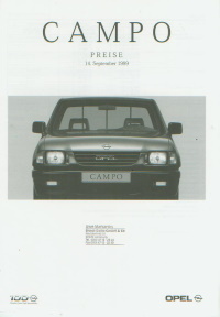 Opel Campo Preisliste 14. September 1999
