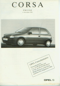 Preisliste Opel Corsa