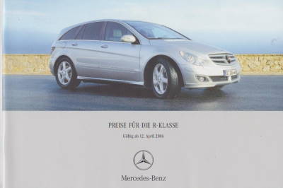 Mercedes R-Klasse Preisliste 12. April 2006