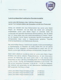 Lancia Lybra SX / Y LS Presseinformation