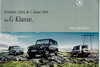 Mercedes G-Klasse Preisliste 1. Januar  2009
