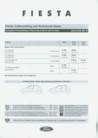 Ford Fiesta Preisliste Technik 8. Februar 1999