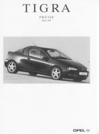 Opel Tigra Preisliste März 1995