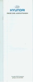 Hyundai PKW Programm Preisliste 28. August 2000