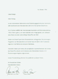 Pressemitteilung Mercedes 1996 260 D S-Klasse