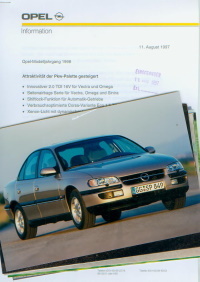 Pressemappe Opel 1998 - 8381