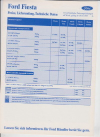 Ford Fiesta Preisliste März 1995 - 8479
