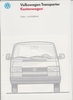 VW Bus Transporter Kastenwagen Prospekt Daten 1990