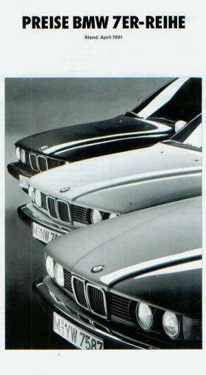 BMW 7er - Preisliste April 1991 / 1/91