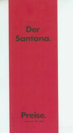 VW Santana - Preisliste 17. September 1981