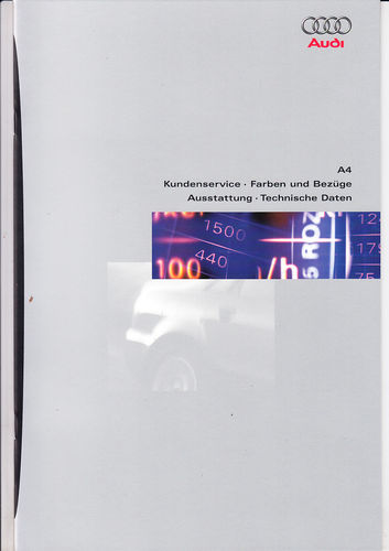 Audi A4 Farbkarte - technische Daten 1996