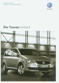 VW Touran United Prospekt Preise Technik 2008 9685