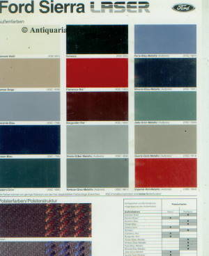 Ford Sierra Laser - Farbkarte 1984 - 10149