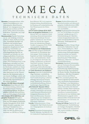 Opel Omega - Technikprospekt  1992