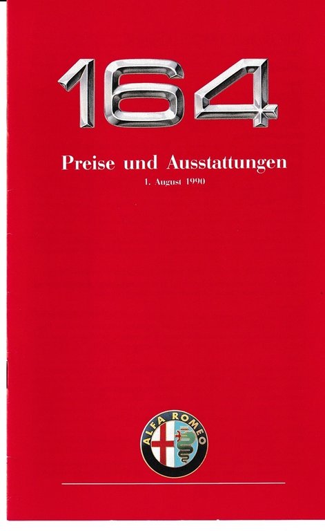 Alfa Romeo 164  Preisliste pricelist 1990