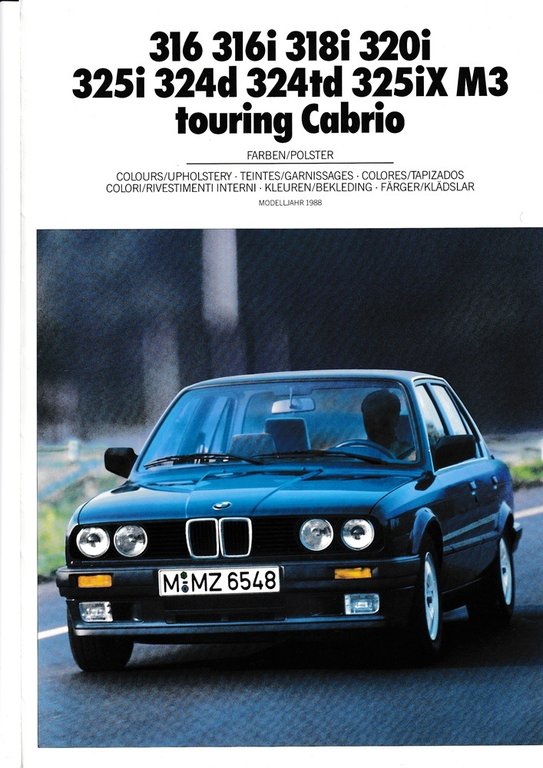 BMW 3er M3 touring Cabrio Farbkarte 1988