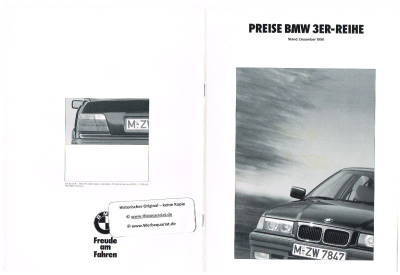 Preisliste zum BMW 3er Dezember 1990