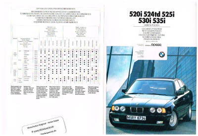 Farbkarte für den BMW 5er 1989