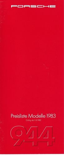 Posrsche 944 Preise Preisliste 1982