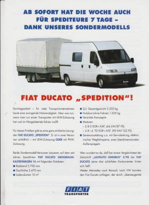 Prospekt Fiat Ducato Spedition 90er Jahre